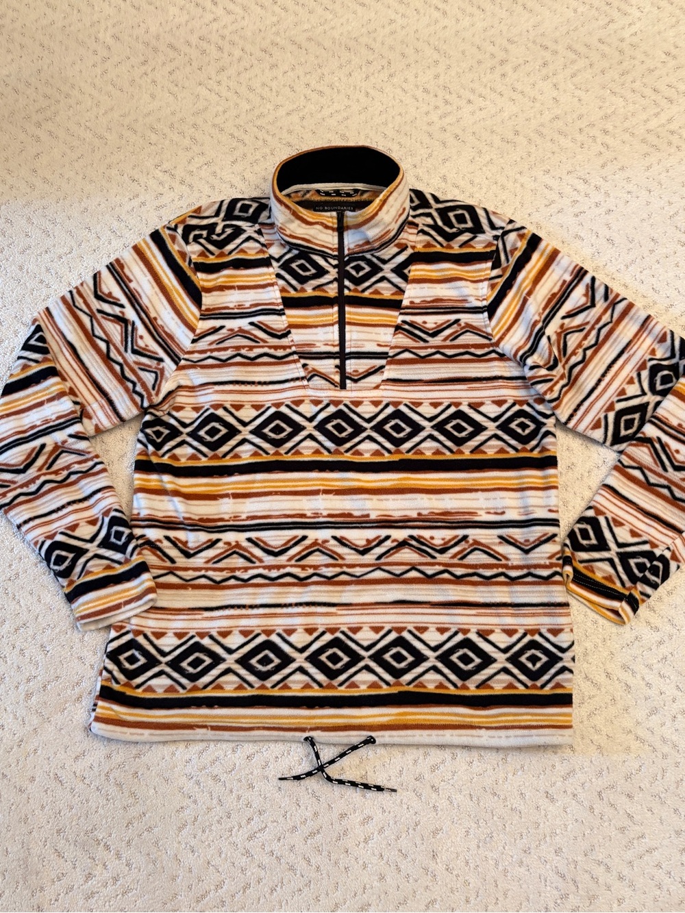NoBo Santa Fe Fleece Quarter Zip Pullover Sweater Mens Large 42 44 Earthy Aztec